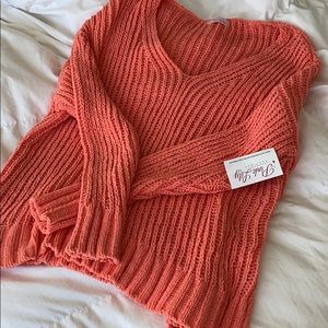 Pink Lily coral sweater NWT